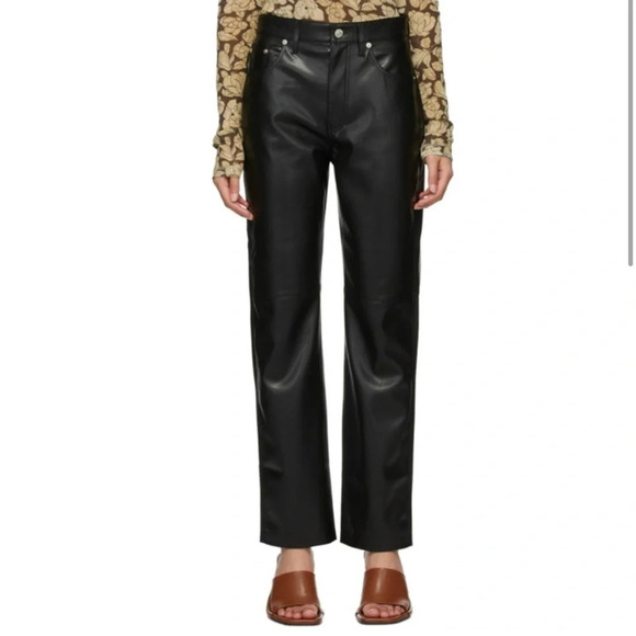 Nanushka Black Vegan Leather Vinni Trousers L NWOT - Picture 1 of 12
